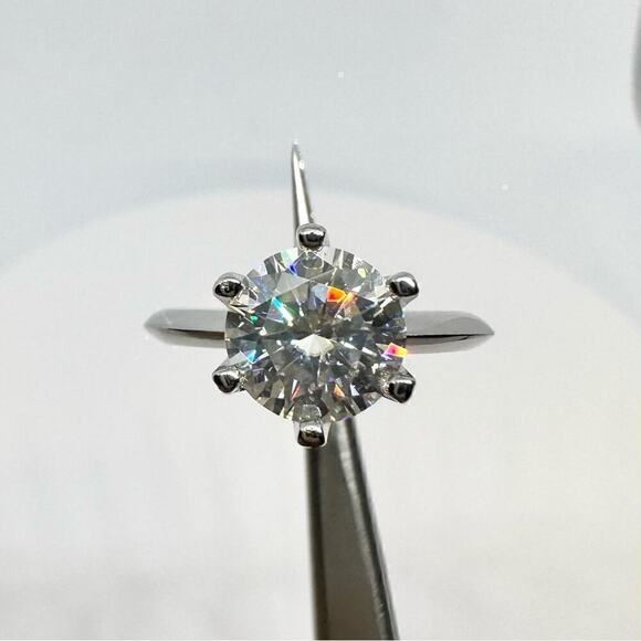 Moissanite Diamond Engagement Ring Six Prong Wedding GRA 18K 2 Ct Size 6 - Picture 13 of 15